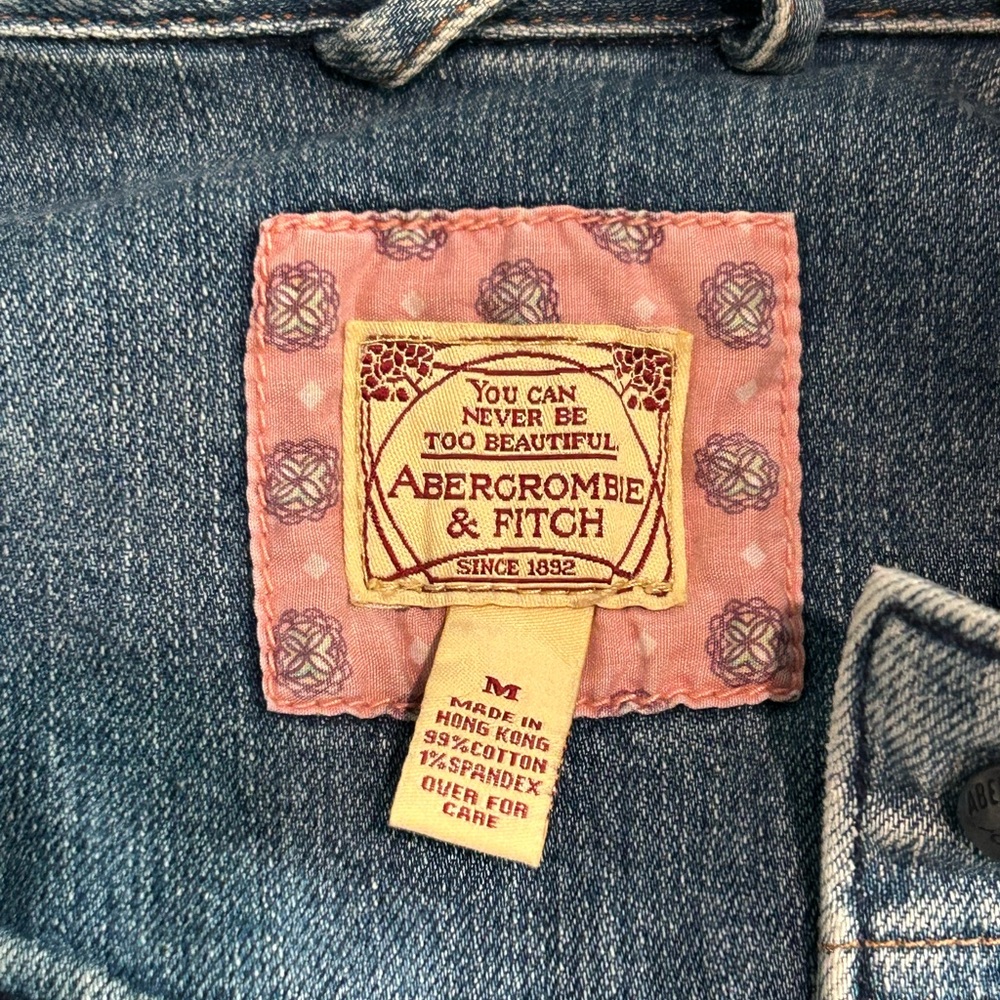 Women’s Y2K Vintage Abercrombie & Fitch Light Blue Jean Jacket Size M - Picture 3 of 7